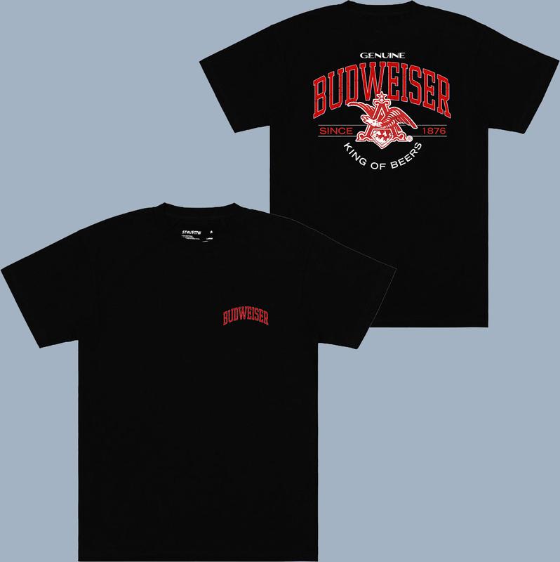 Budweiser Genuine T-shirt - 2 Side - Colorful Range - Flexible Fashion Fits - Mix And Match - Fit For All