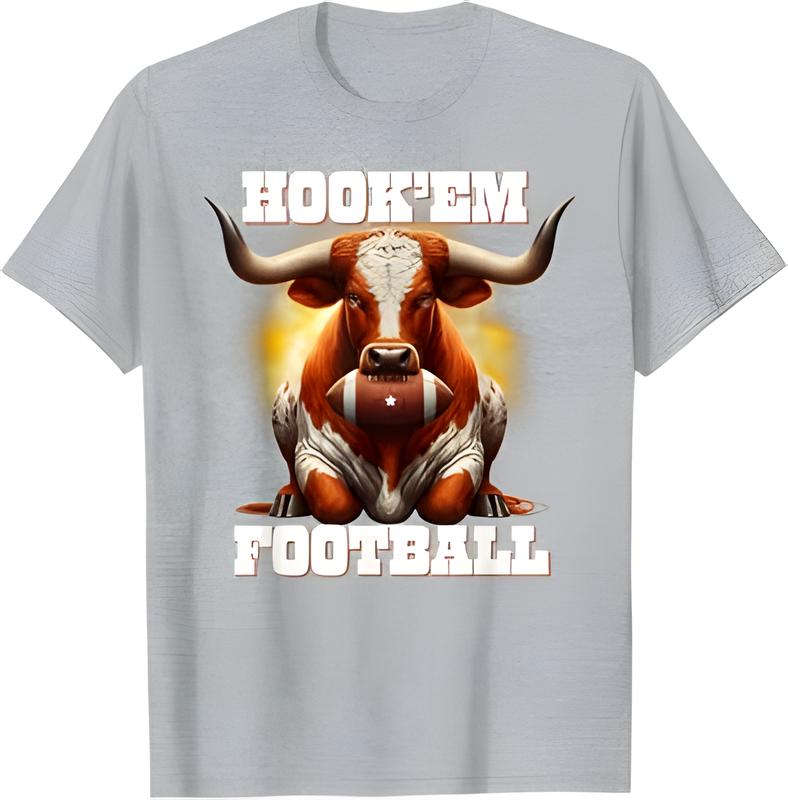 Hook'em State Of Texas Football Ưith Hair And Horns T-Shirt, Texas Longh0rns Tee, Football Shirt, Bevo Shirt