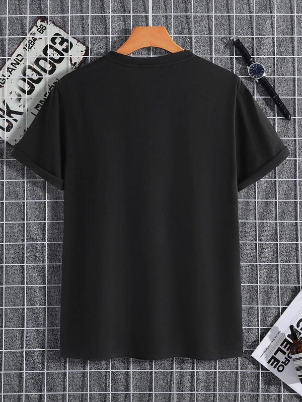 Men's Letter I Love My Girlfriend Print Round Neck Tee, Streetwear, Graphic Tees, Regular Fit Casual Short Sleeve Crew Neck T-shirt, Summer Clothes, Men Clothing, Graphic Tee Outfits