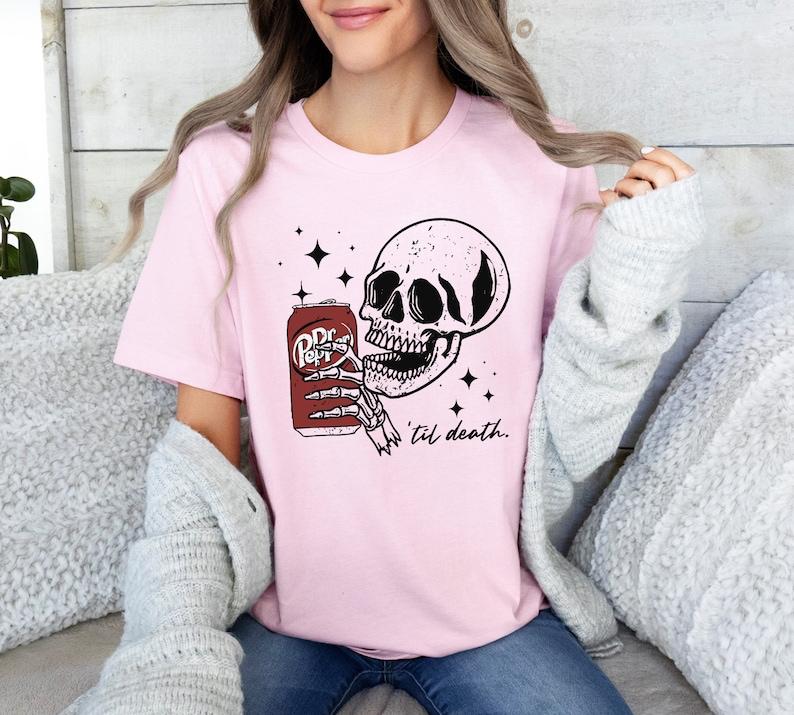 Till Death Dr. Pepper Sweatshirt, Skeleton Sweatshirt Hoodie, Halloween Sweater Hoodie, Cute Dr Pepper Shirt, Skeleton Drinking Dr. Pepper Sweatshirt, For Men For Women, Gift For Her, Printed In The USA