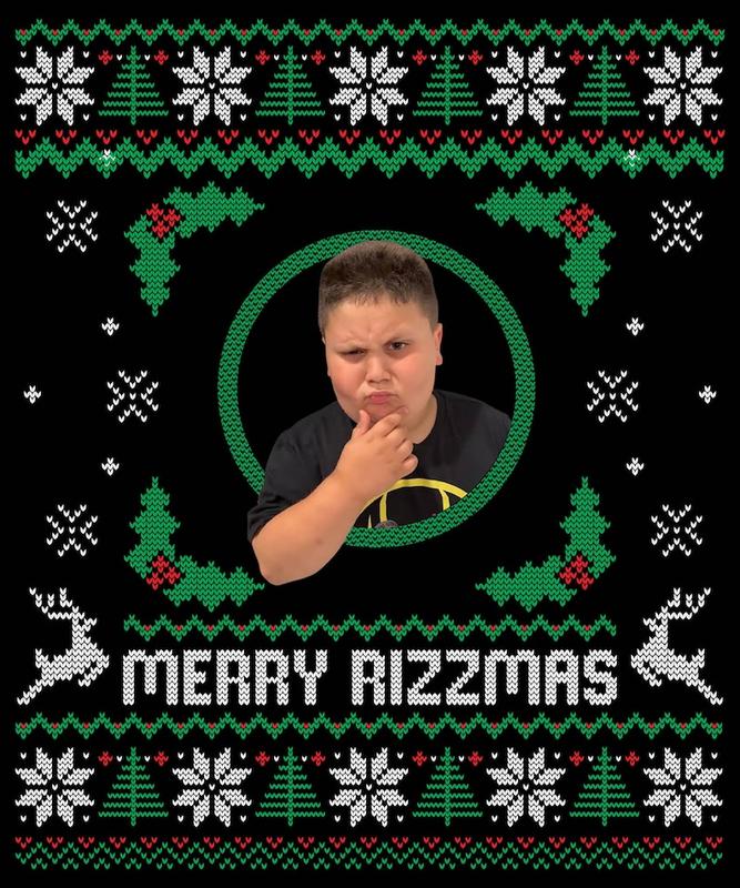 Merry Rizzmas Ugly Christmas Tee Funny Christmas Tee Holiday Tee, For Men, For Women, 100% Cotton, Crew Neck, Slight Stretch, Breathable & Wear-Res