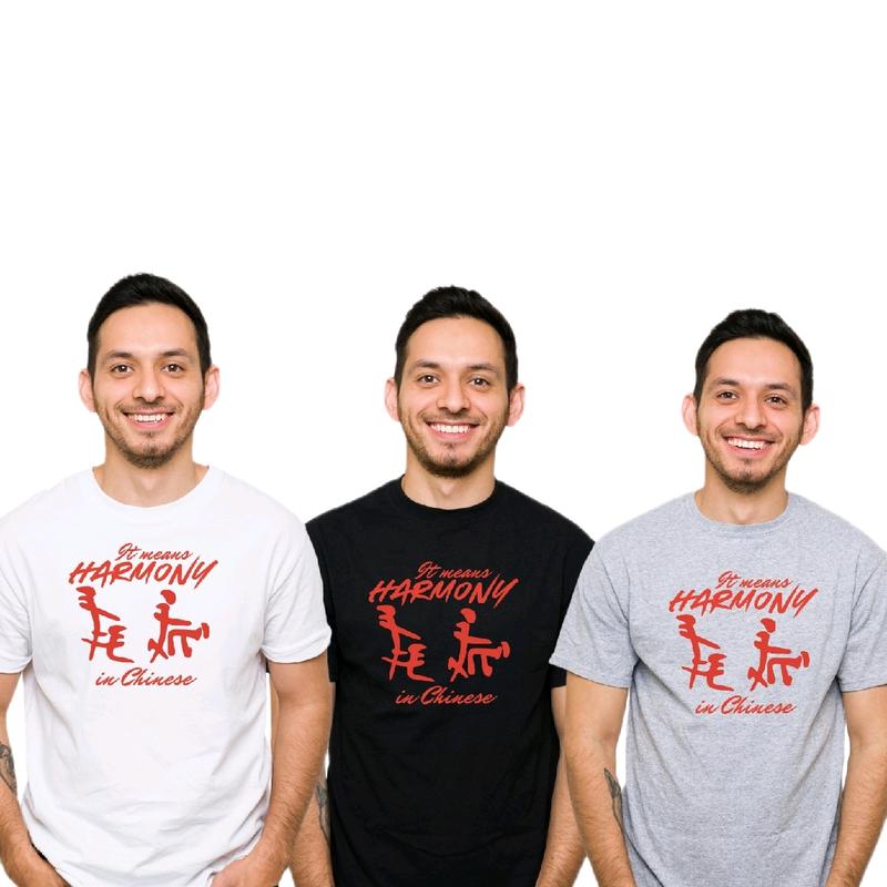 It means Harmony in Chinese T-shirt - men'sfunnyT-shirt - Menswear Crewneck Top Tshirt Man Casual Shortsleeve
