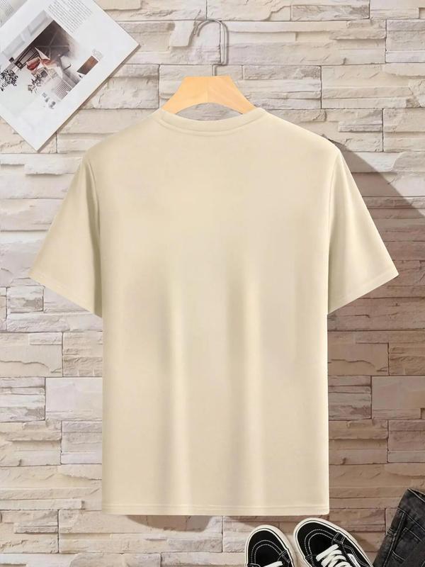 Summer Clothes, Men's Cartoon & Letter Print Round Neck Tee, Regular Fit Casual Soft Slogan Graphic Short Sleeve T-shirt for Summer, T Shirts for Men, Graphic Tees, Men's Streetwear for Daily Wear