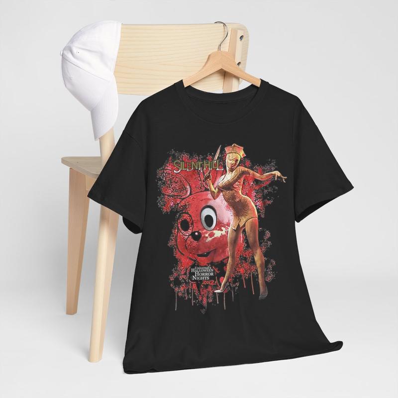 Silent Hill Universal Halloween H0rr0r Nights Video Game Cotton Crewneck Tshirt Menswear Streetwear