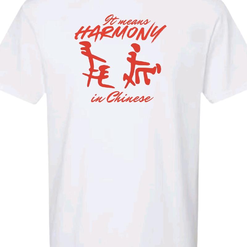 It means Harmony in Chinese T-shirt - men'sfunnyT-shirt - Menswear Crewneck Top Tshirt Man Casual Shortsleeve