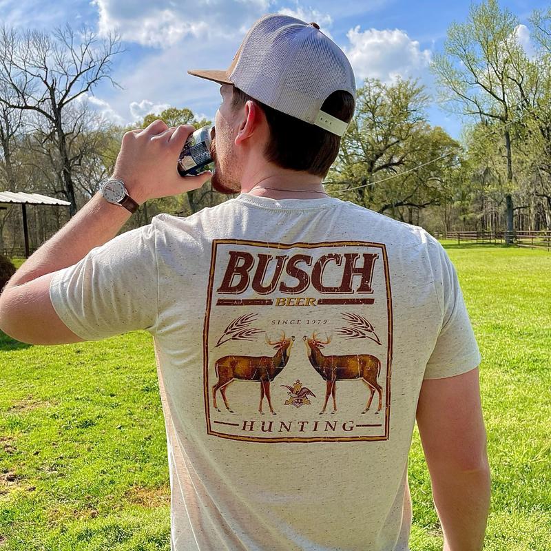 BUSCH LIGHT, BEER, BUSCH BEER HUNTING DEER T-SHIRT, For Men, For Women, Casual Graphic Round Neck T-shirt for Summer, Fashion Men's Top for Daily Wea