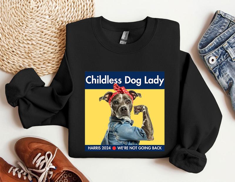 Harris 2024 T-Shirt Childless Dog Lady Kamala Harris Campaign Cute Funny Dog Tshirt Childless Cat Lady President Harris Tee Menswear Top