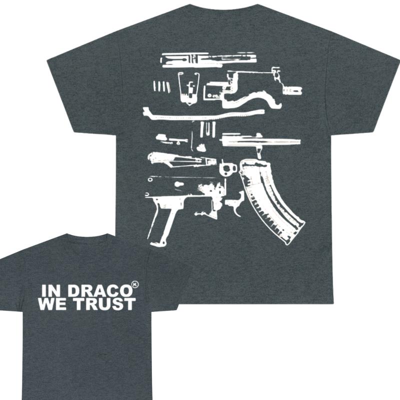 IN DRACO WE TRUST T-SHIRT, 2 SIDE - UNISEX - Design Color Black & White, Men's top - T-shirt , - For Men & Women Tee
