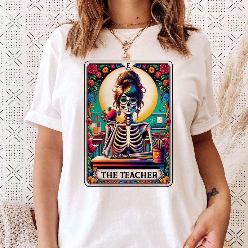 Relatable Tarot Tees Tarot Skeleton Tees Tarot Nurse Top Tarot Reader Tshirt Skeleton Running T-Shirt Tarot Card The Teacher Tarot Top The Nurse Tees