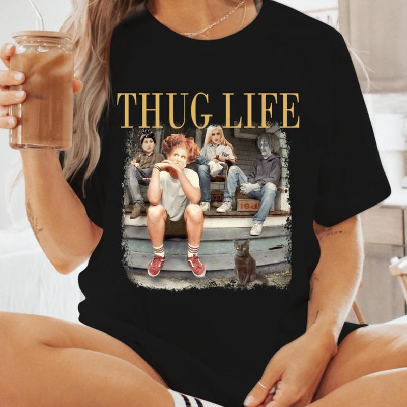 Thug Life Halloween Shirt, Retro Movie Shirt, Retro Halloween Character TShirt Cotton Womenswear