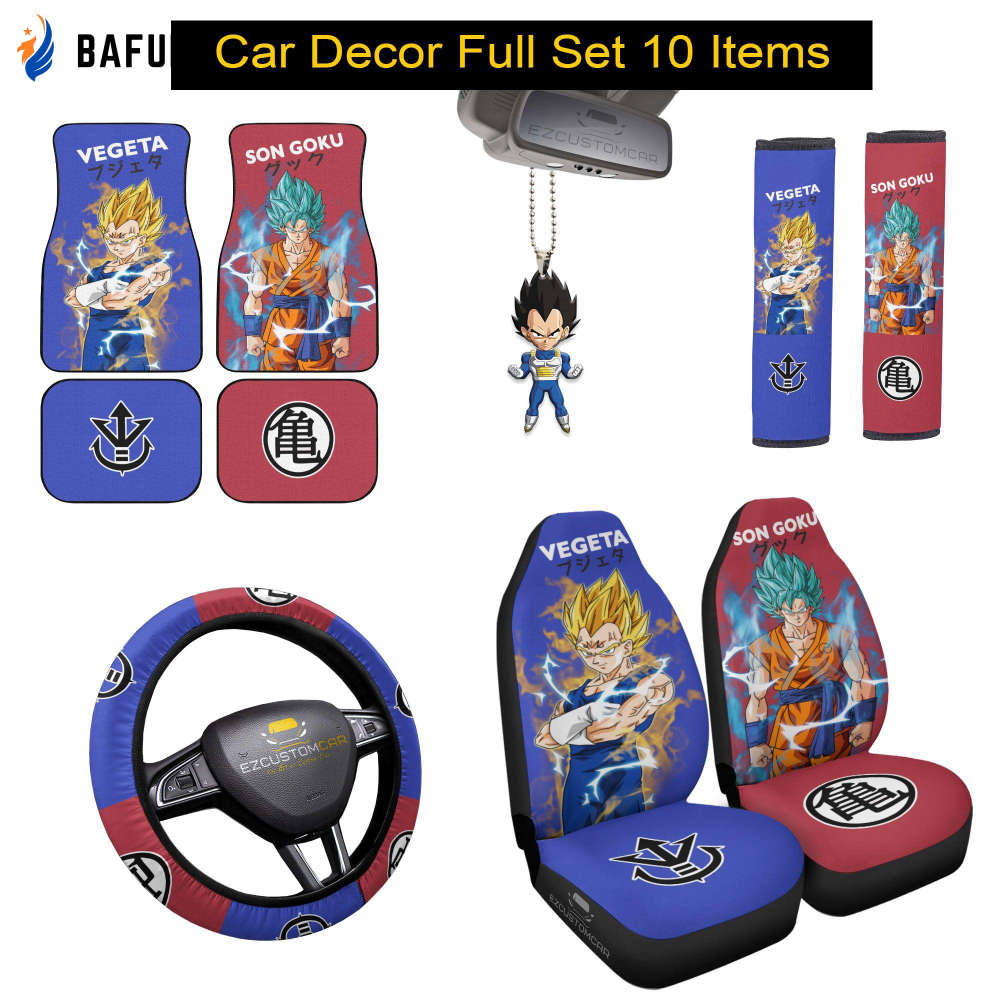 Goku x Vegeta Dragon Ball Z Car Mats x Car Seat Covers For Fan Gifts Set Anime Car Decoration - Bafud
