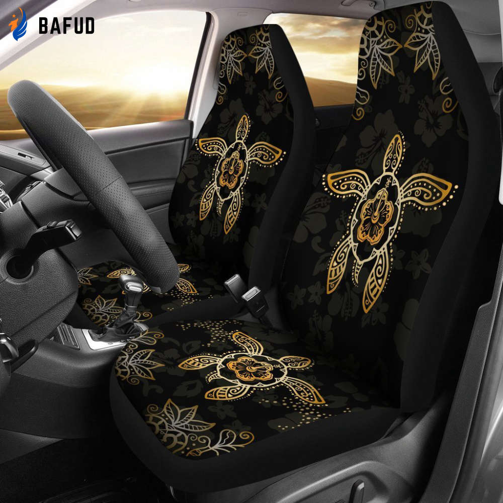 Hawaii Golden Turtle And Hibiscus Car Seat Covers For Fan Gifts - AH - Bafud