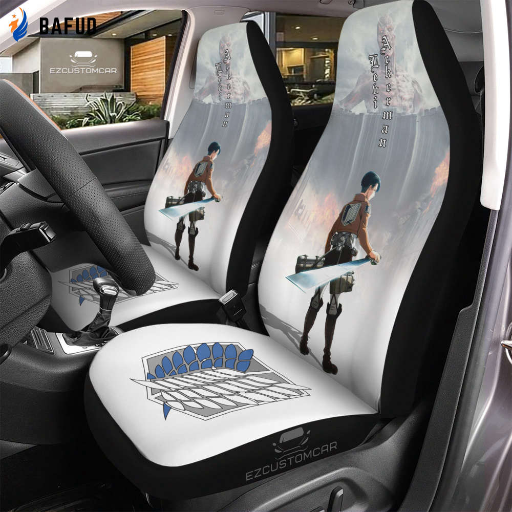 Levi Ackerman Car Seat Covers For Fan Gifts Custom for Attack on Titan Anime Car Decor - Bafud
