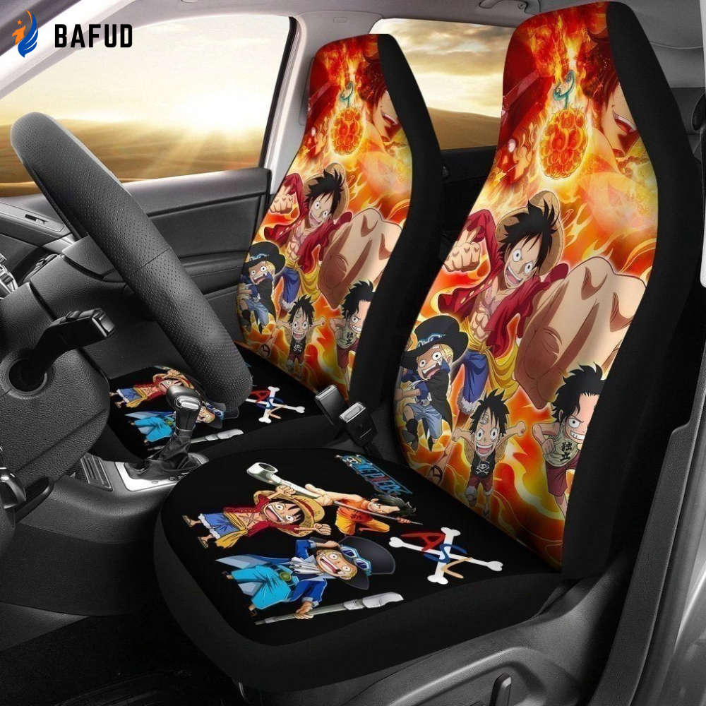 Luffy Sabo Ace Pirates One Piece Anime Car Seat Covers For Fan Gifts NH08 - Bafud