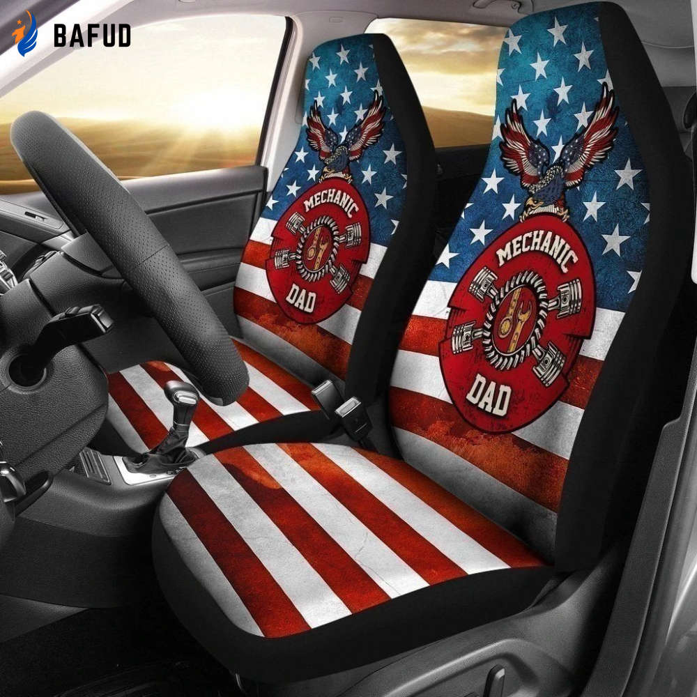 Mechanic Dad American Flag Car Seat Covers For Fan Gifts Gift - Bafud