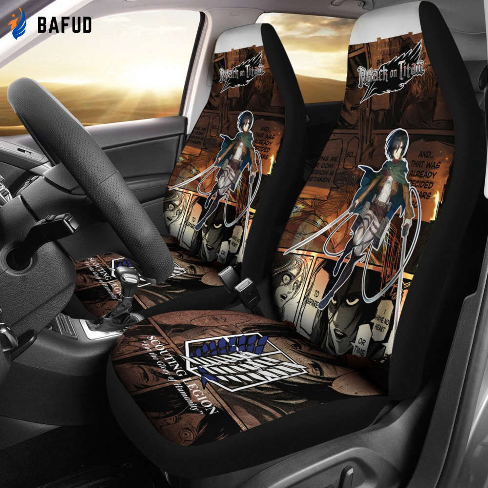 Mikasa Ackerman Attack On Titan Car Seat Covers For Fan Gifts Custom Anime Car Accessories - Bafud