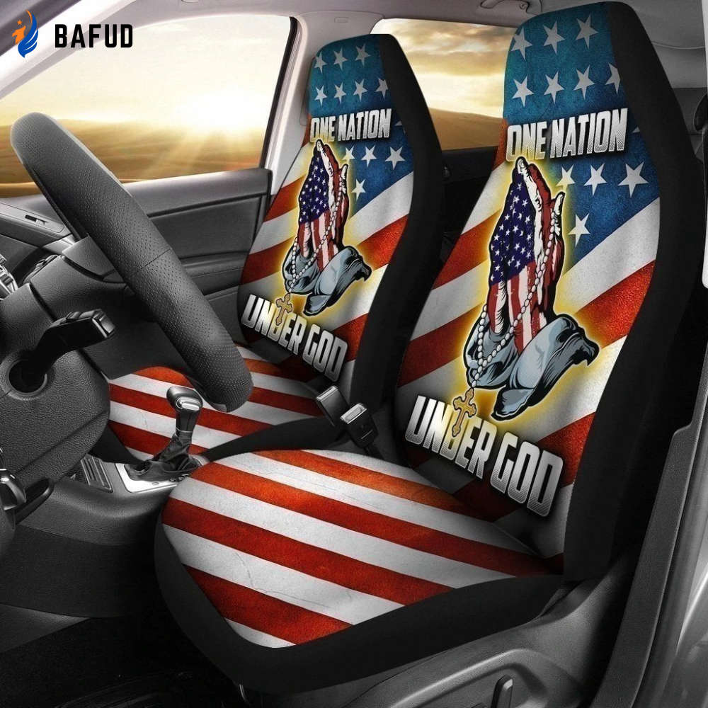 One Nation Under God American Flag Car Seat Covers For Fan Gifts MN05 - Bafud