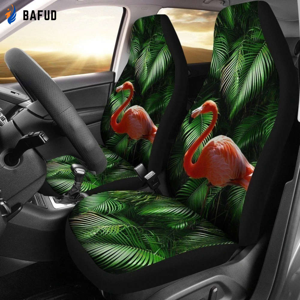 Orange Flamingo Car Seat Covers For Fan Gifts - Bafud