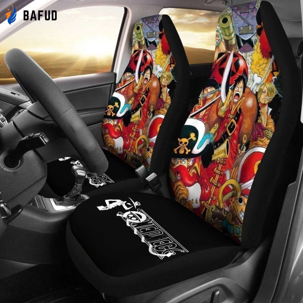 Straw Hat Pirates One Piece Anime Car Seat Covers For Fan Gifts NH08 - Bafud