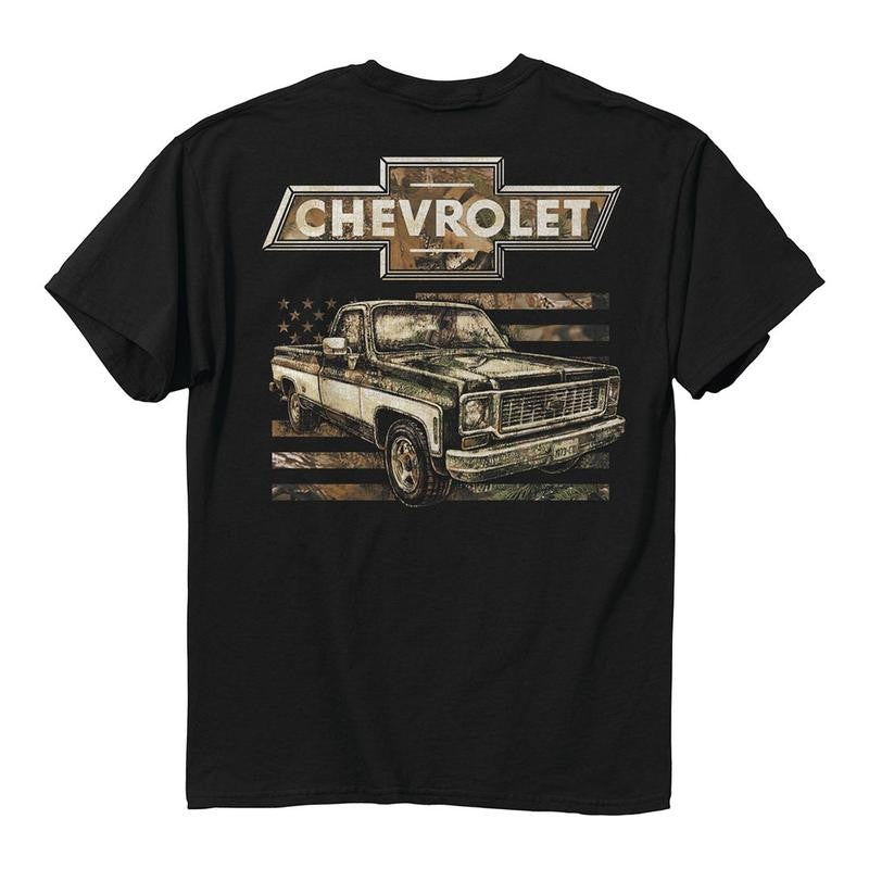 Chevrolet - 73 Camo Flag T-shirt, Versatile Wardrobe Choices, From Casual To Formal Styles, Menswear Top Classic Cotton