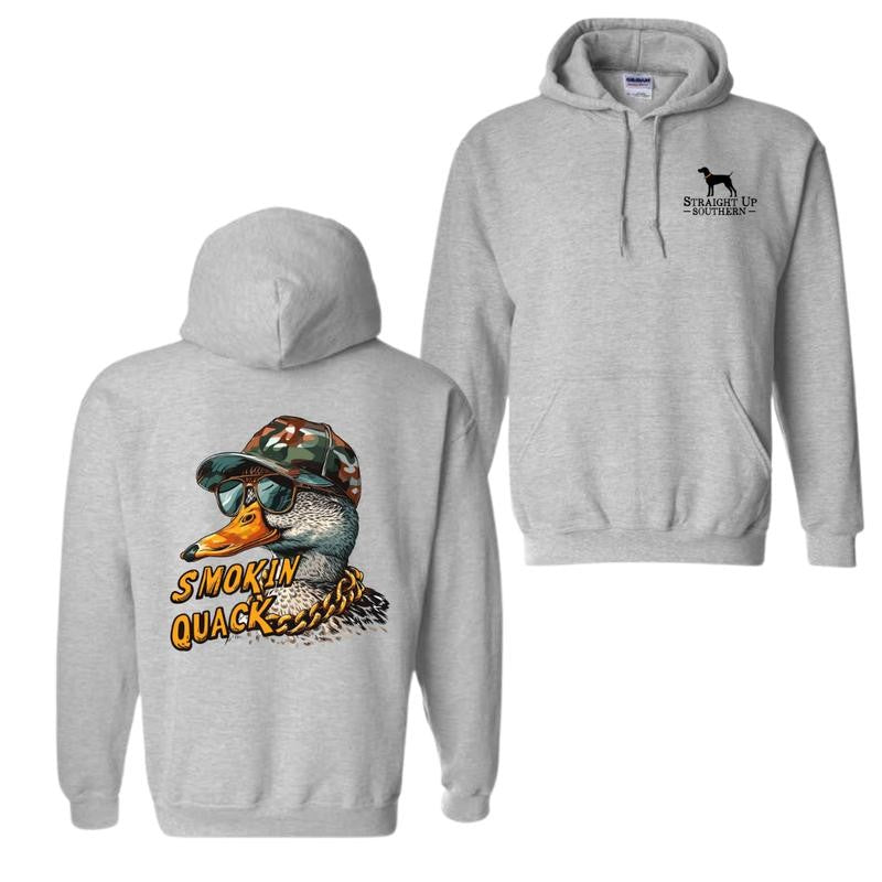 Straight Up Southern Hoodie - Fun Quirky Design with Smokin' Quack Graphics Perfect for Duck Hunting Lovers Unisex Comfort with Southern Charm