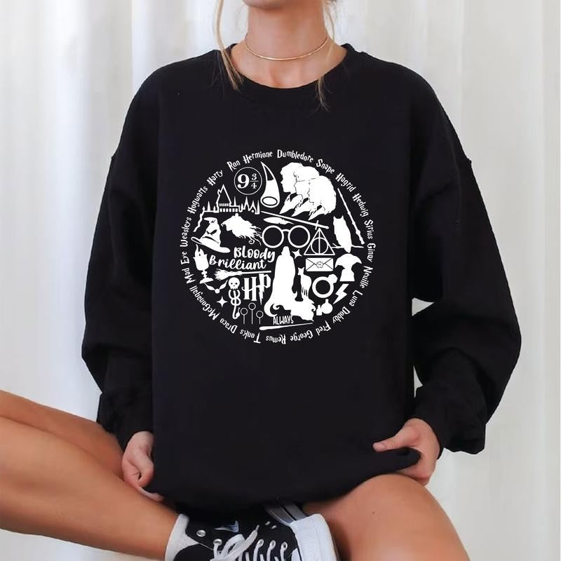 HP Characters And Quotes Sweatshirt Hoodie Shirt Cotton Fit