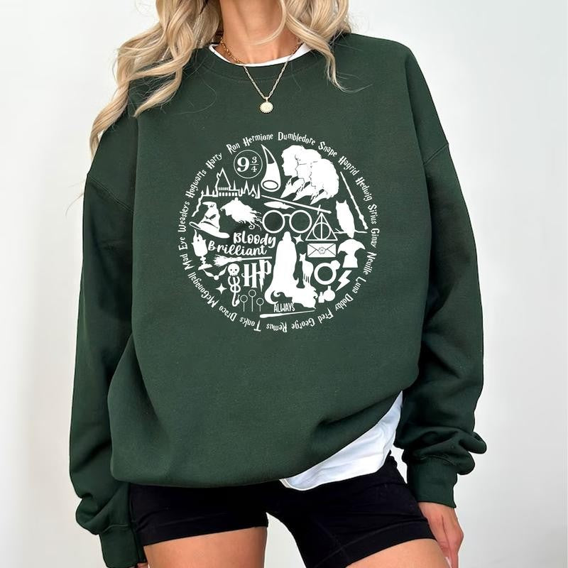 HP Characters And Quotes Sweatshirt Hoodie Shirt Cotton Fit