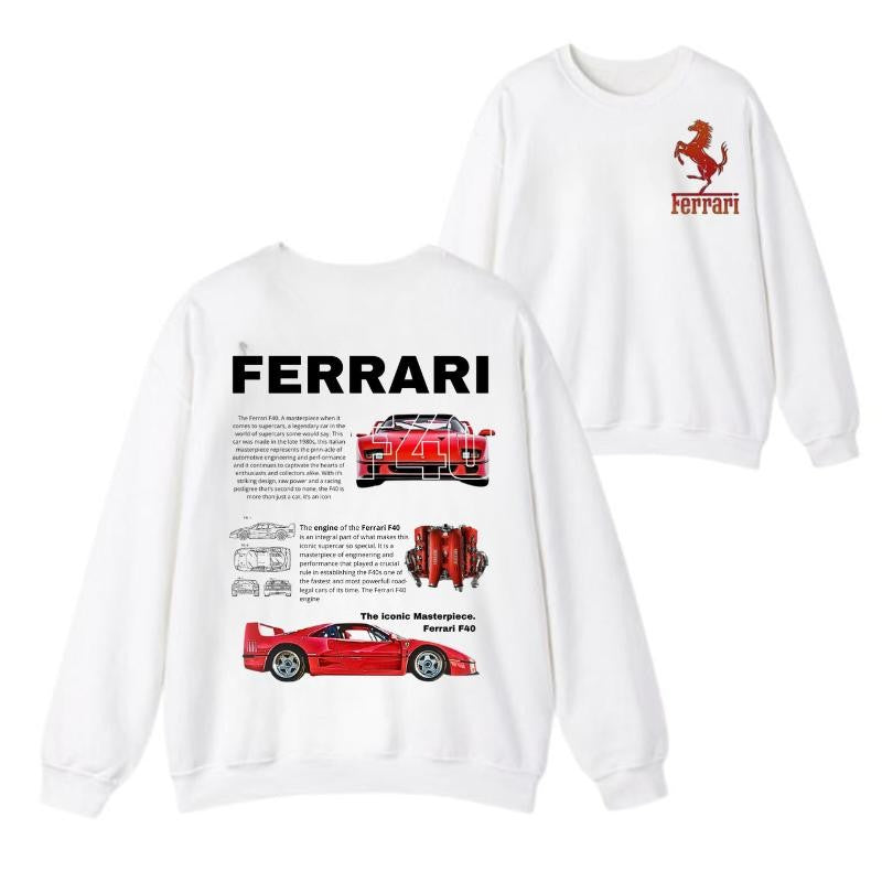 Ferrari F40 2 side T-shirt, Hoodie, Sweater, Shirt For Men, for Women, Car Enthusiast Shirt, Car Clothing Classic Cotton graphic hoodies