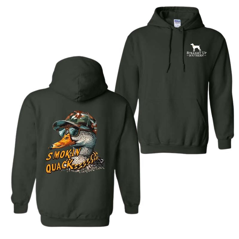 Straight Up Southern Hoodie - Fun Quirky Design with Smokin' Quack Graphics Perfect for Duck Hunting Lovers Unisex Comfort with Southern Charm
