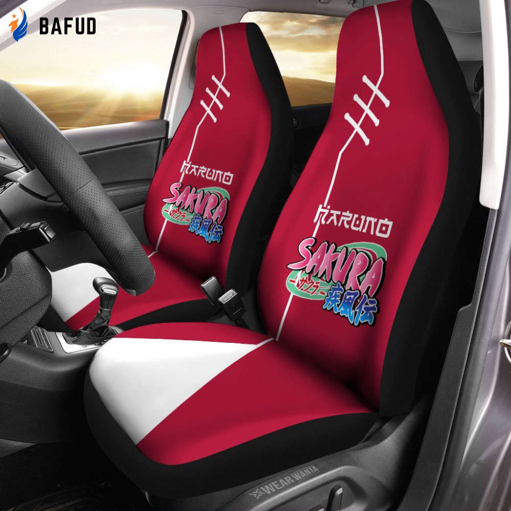 Uniform Haruno Sakura Car Seat Covers For Fan Gifts Custom NRT Anime Car Accessories - Bafud