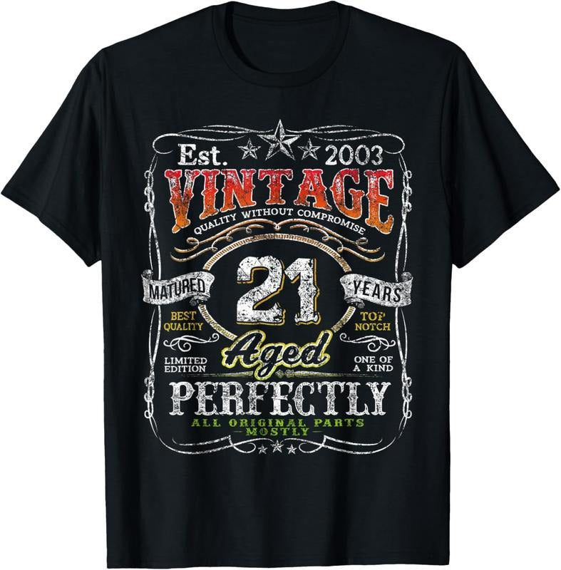 100% Cotton Vintage 2003 Limited Edition 21 year old Gifts 21st Birthday T-Shirt