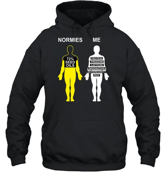 Normies 72% Seed Oils Vs Me Protein Freedom Caffeine Indignation Sovereignity Rizz Hoodie
