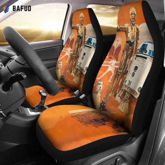 1977 Robot C-3PO Orange Design Car Seat Covers For Fan Gifts LT03 - Bafud