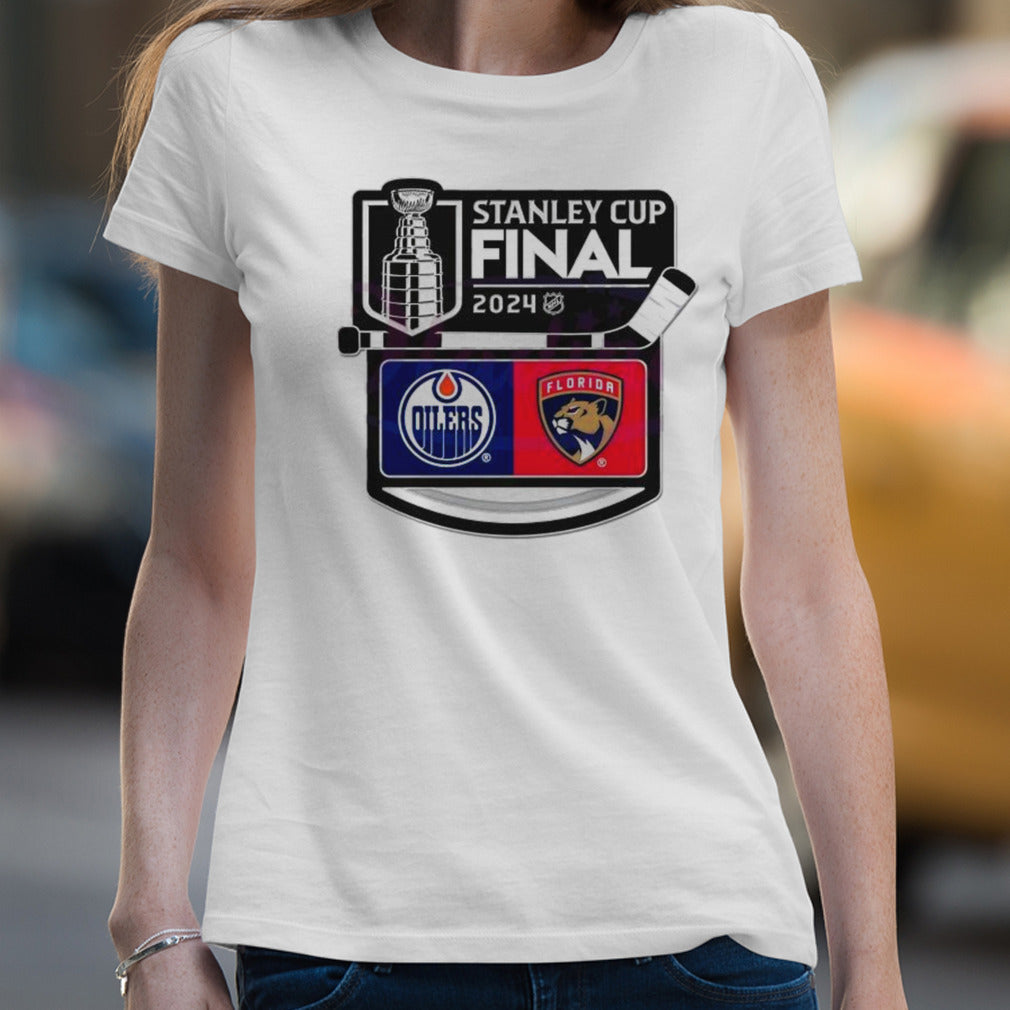 2024 NHL Stanley Cup Oilers vs Panthers Logo Retro Shirt