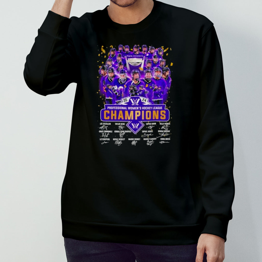 2024 Professional Womenâ€™s Hockey League Champions Minnesota Team Signatures shirt
