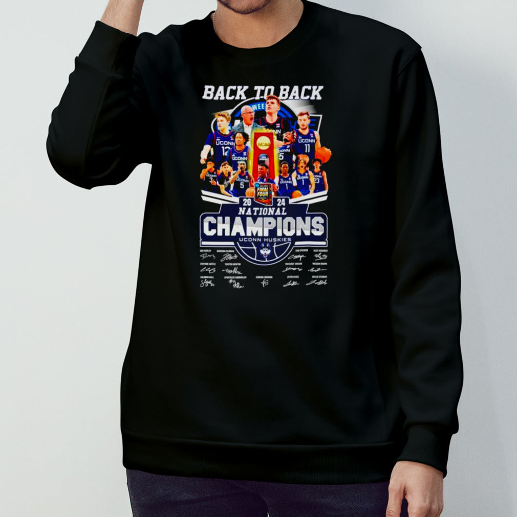 2024 Uconn Huskies NCAA Mensâ€™s Basketball National Champions Fan signatures shirts