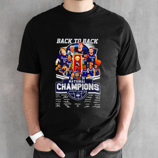 2024 Uconn Huskies NCAA Mensâ€™s Basketball National Champions Fan signatures shirts