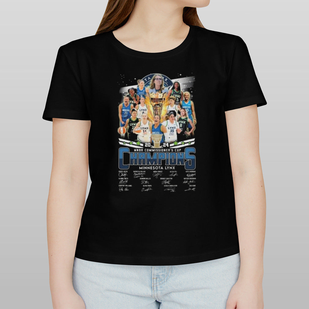2024 WNBA Commissionerâ€™s Cup Champions Minnesota Lynx signatures shirt