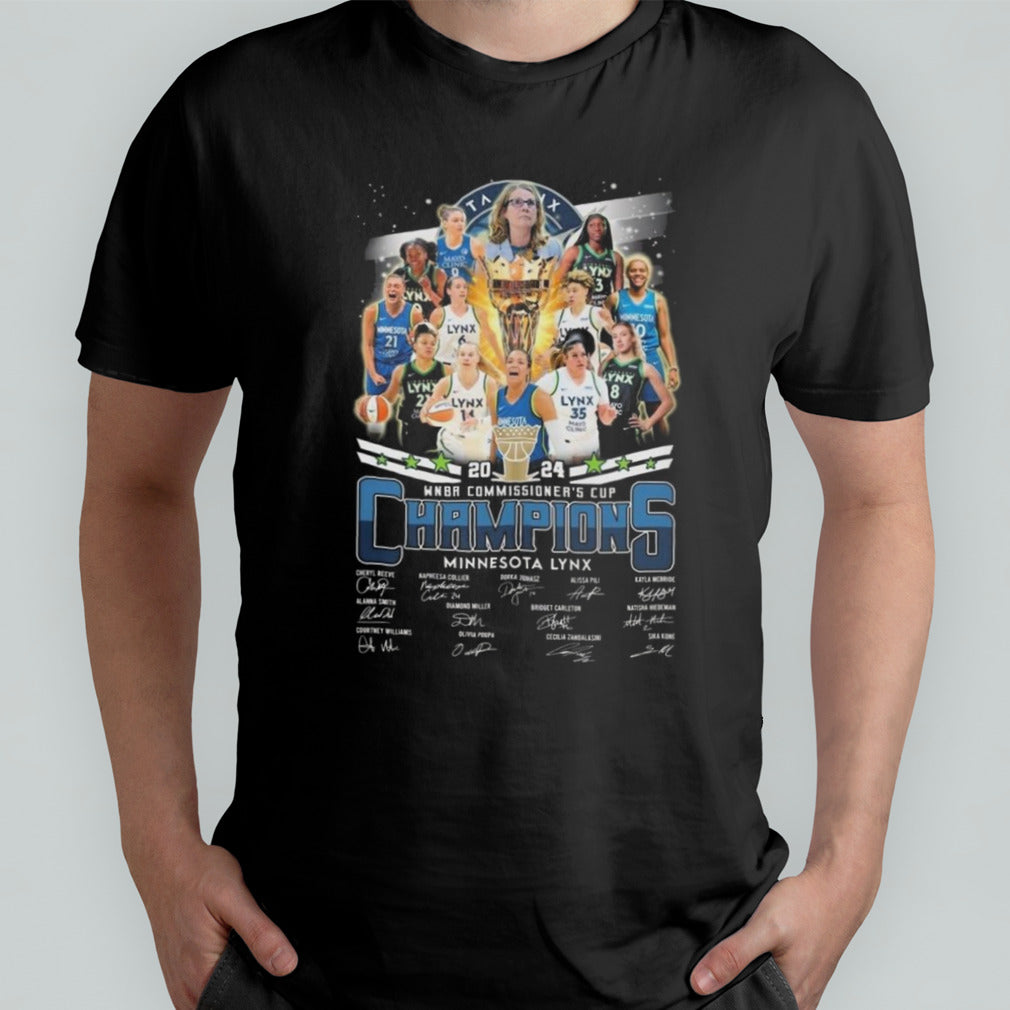 2024 WNBA Commissionerâ€™s Cup Champions Minnesota Lynx signatures shirt
