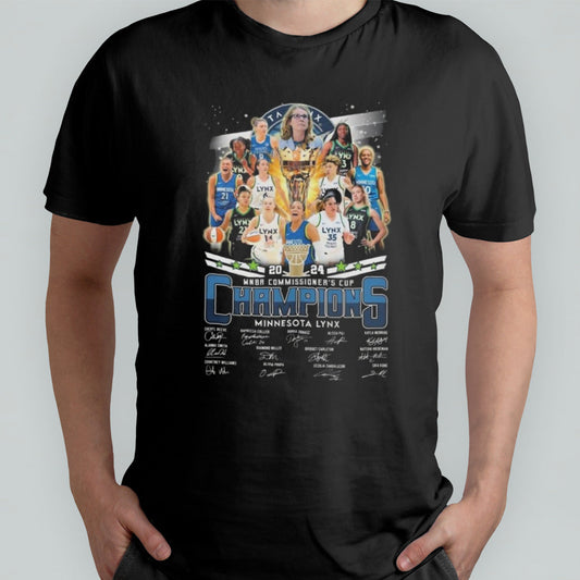 2024 WNBA Commissionerâ€™s Cup Champions Minnesota Lynx signatures shirt
