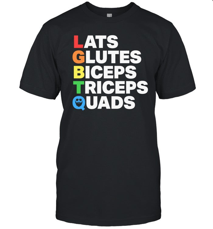 Muscle Alphabet Lats Glutes Biceps Triceps Quads Lgbtq Shirt