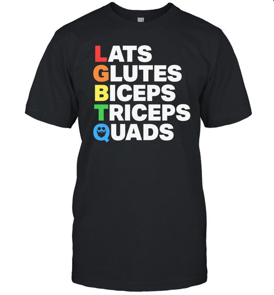 Muscle Alphabet Lats Glutes Biceps Triceps Quads Lgbtq Shirt