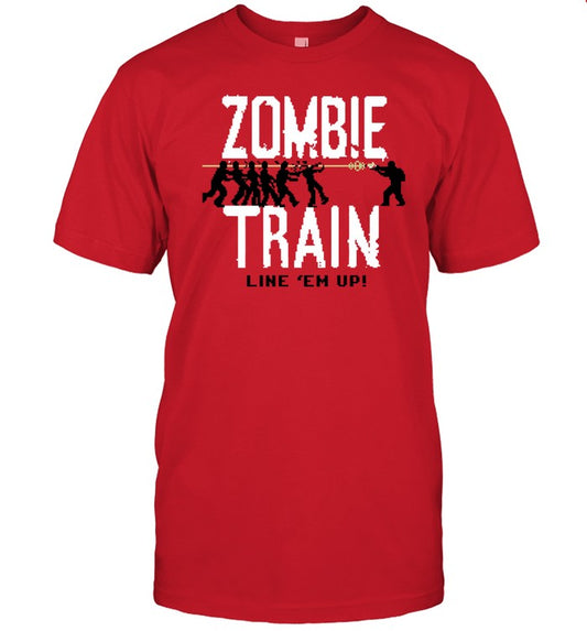 Tyronebeansticc Zombie Train Line 'Em Up Shirt