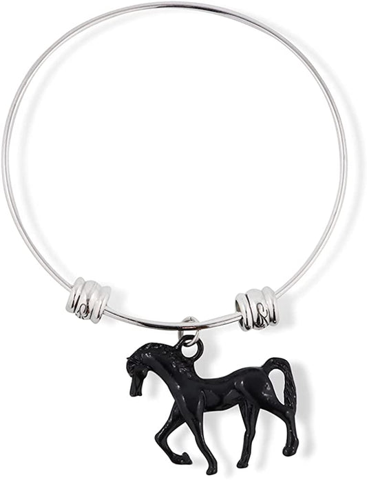 Black Horse Fancy Charm Bangle