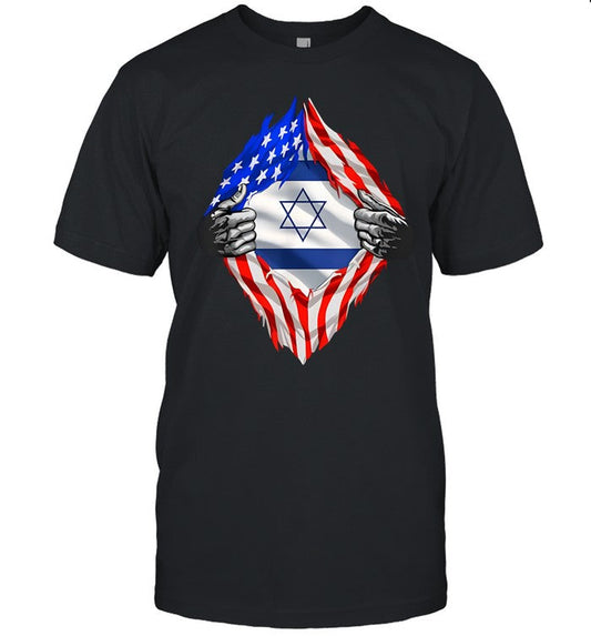 Usa Israel Flag American Israeli Roots Jewish T Shirt