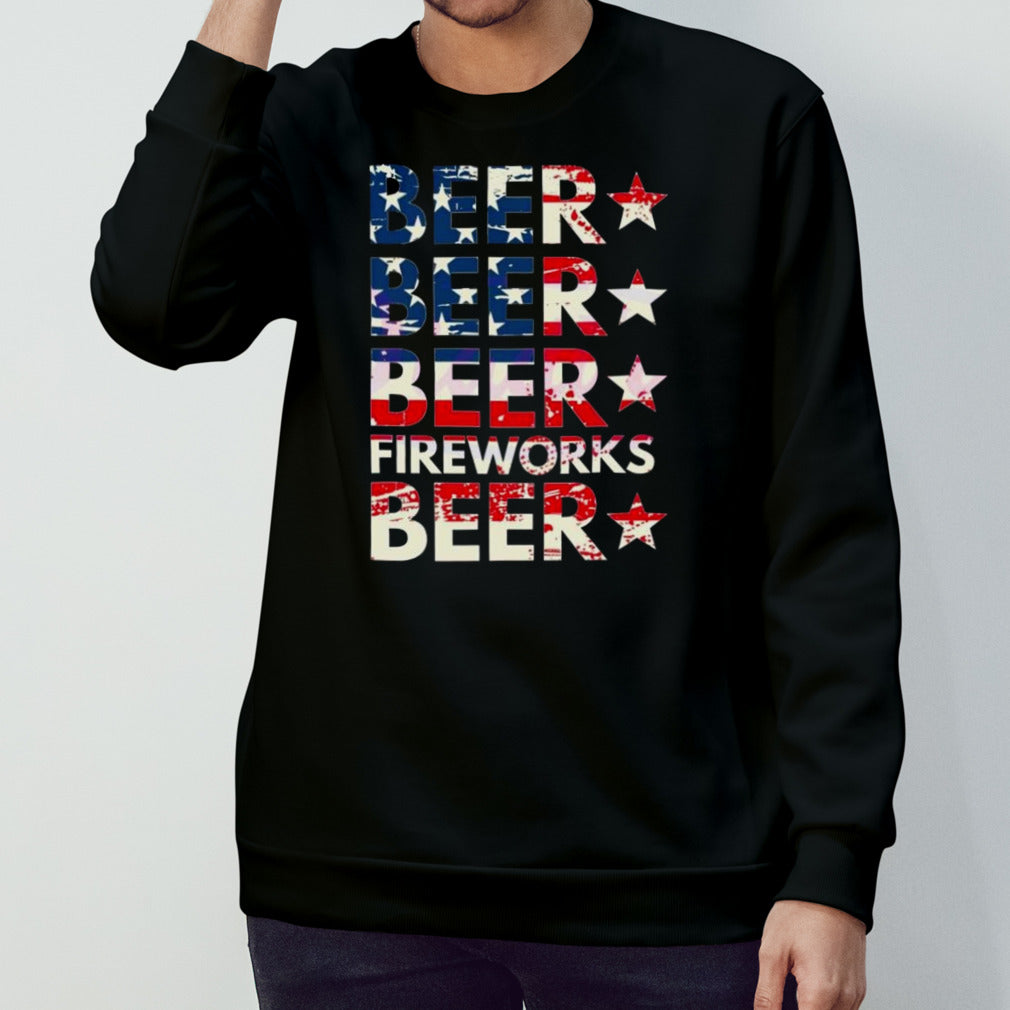 4th Of July Beer Fireworks American Flag 2024 Shirt
