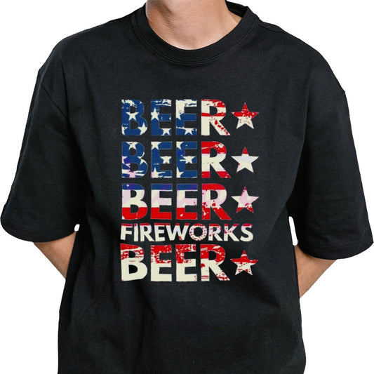 4th Of July Beer Fireworks American Flag 2024 Shirt