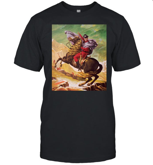 Maximilian Dood Wearing Raul Julia As M Bison Crossing The Alps Tee Shirt
