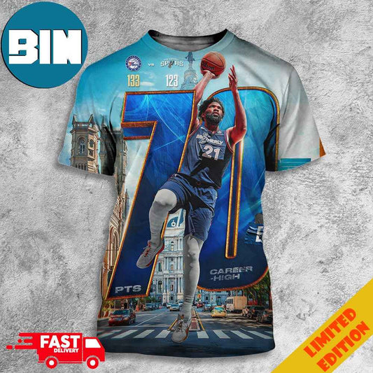 70 PTS Career-high for Joel Embiid 3D T-Shirts