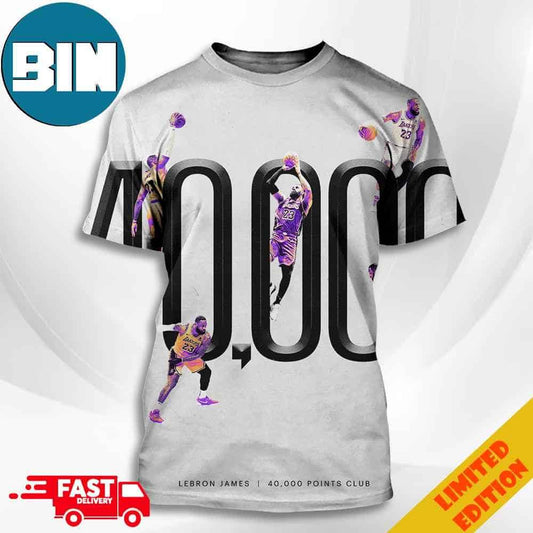 9 To Go Road To 40K Road To King 40K Points For LeBron James Los Angeles Lakers NBA 3D T-Shirt 6233s